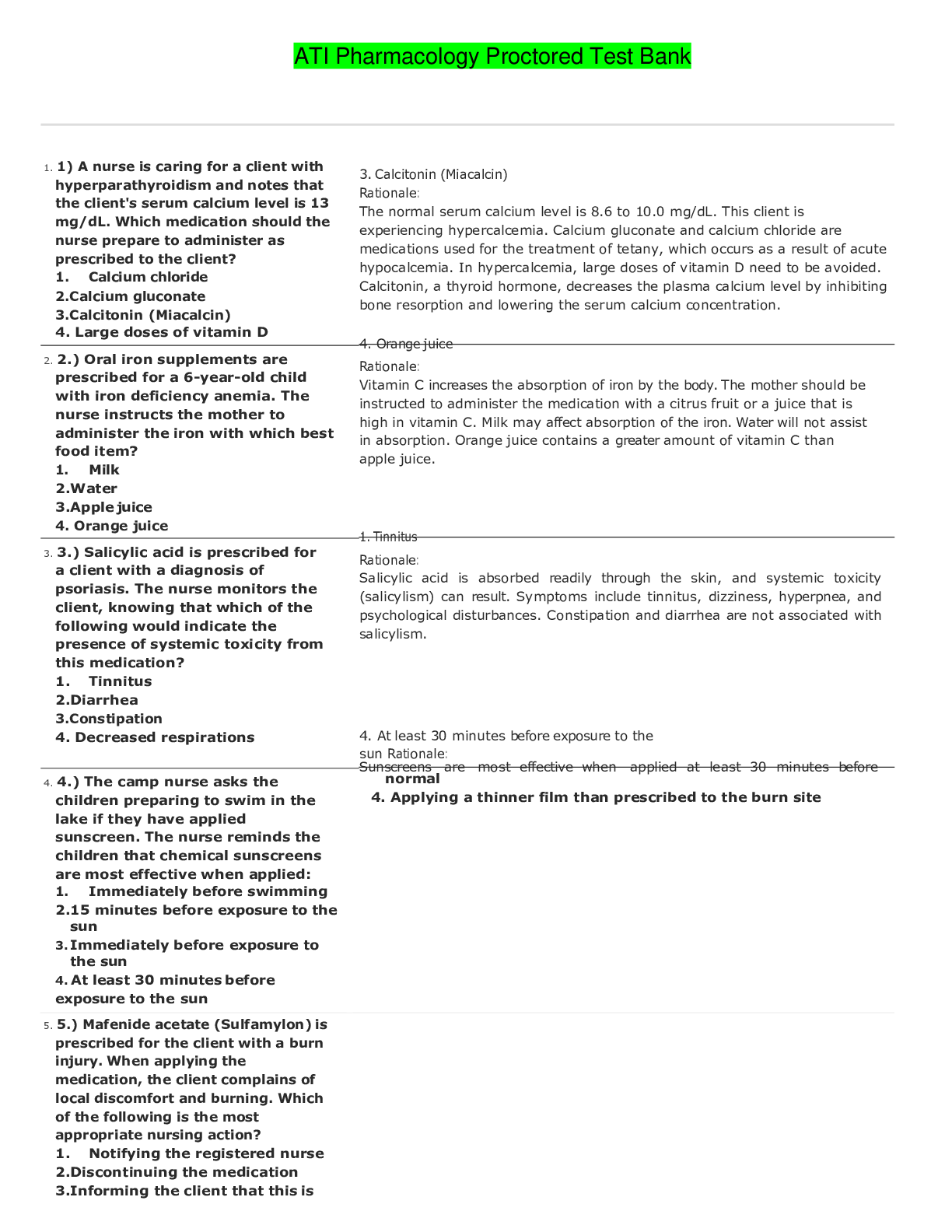 Preview image for ATI Pharmacology Proctored Test Bank 2021 (2) EDITION